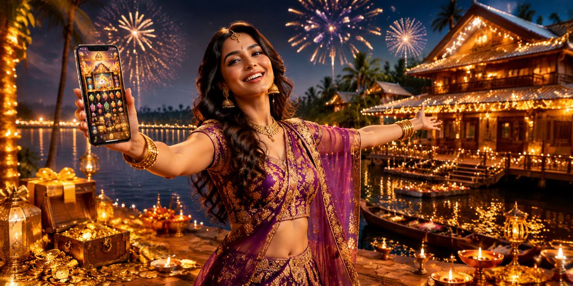 Mobile player enjoying slots during Diwali festival in Kerala